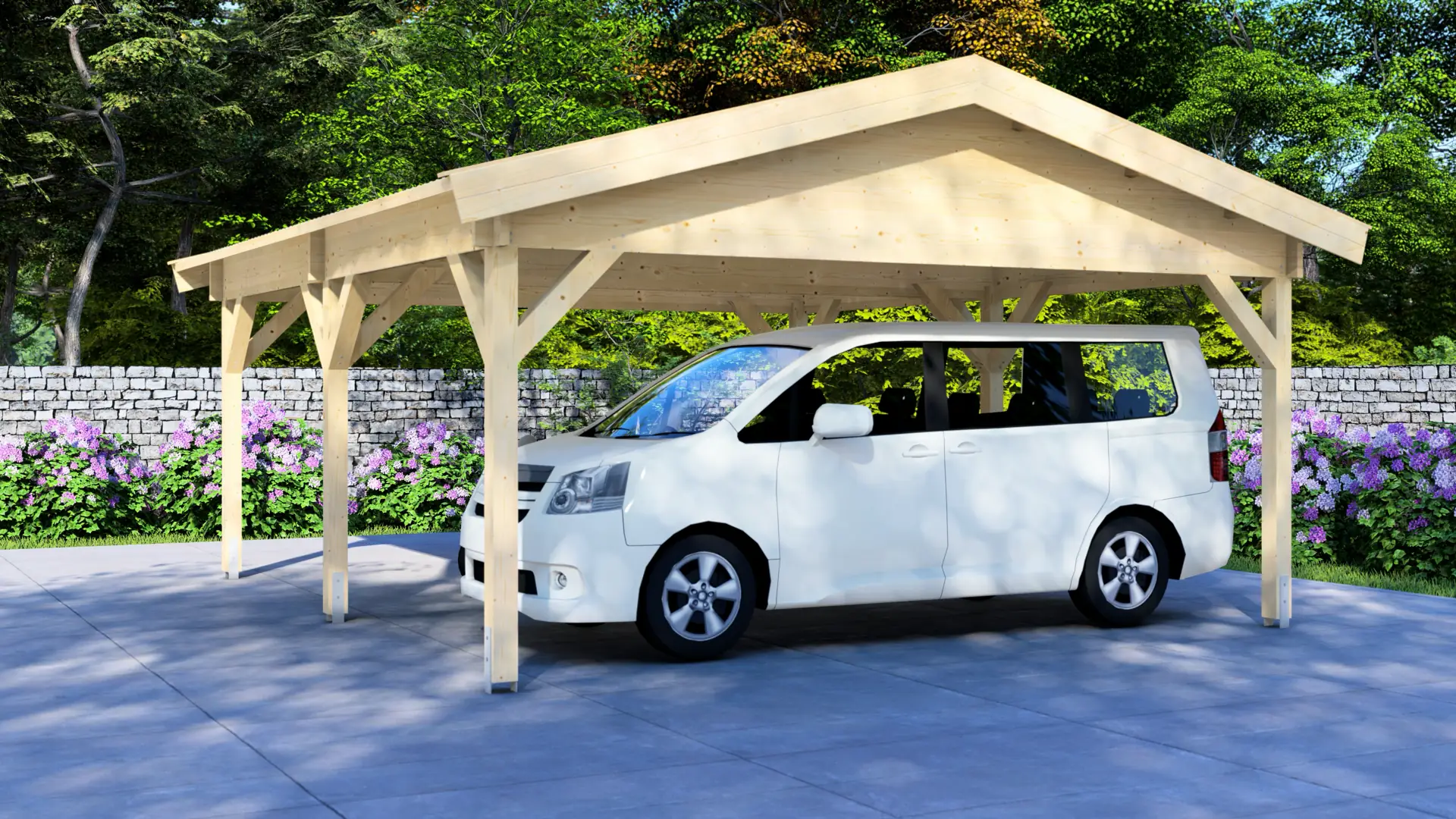 Carport Classic Double 6x5 Apex Roof Prefabricated Wooden Structure Double carport with apex roof, 6x5 meters, made from Nordic timber by SIA Dadsons