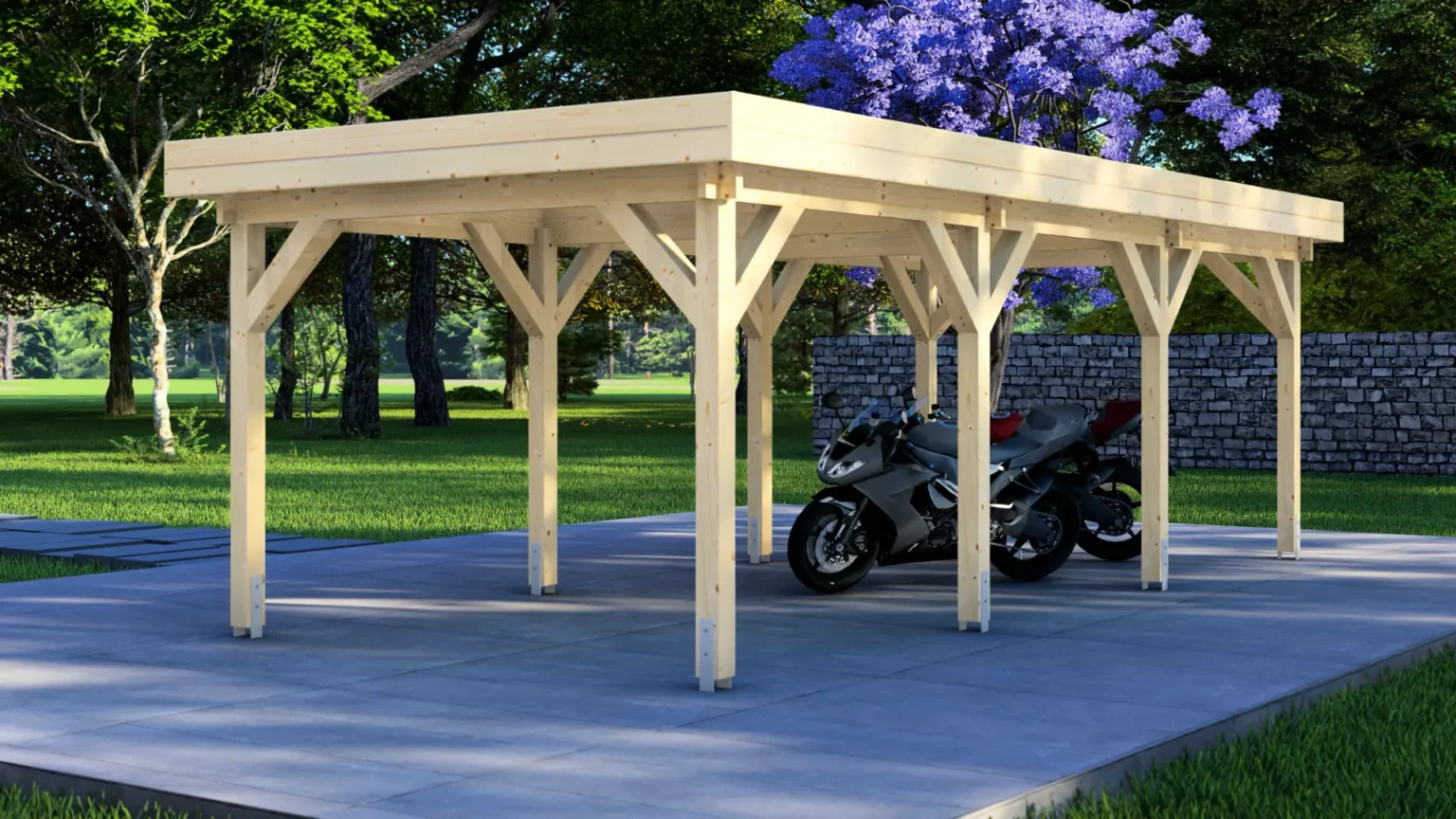 Driveway Protection Timber Carport Classic 7×3 Flat - Dadsons