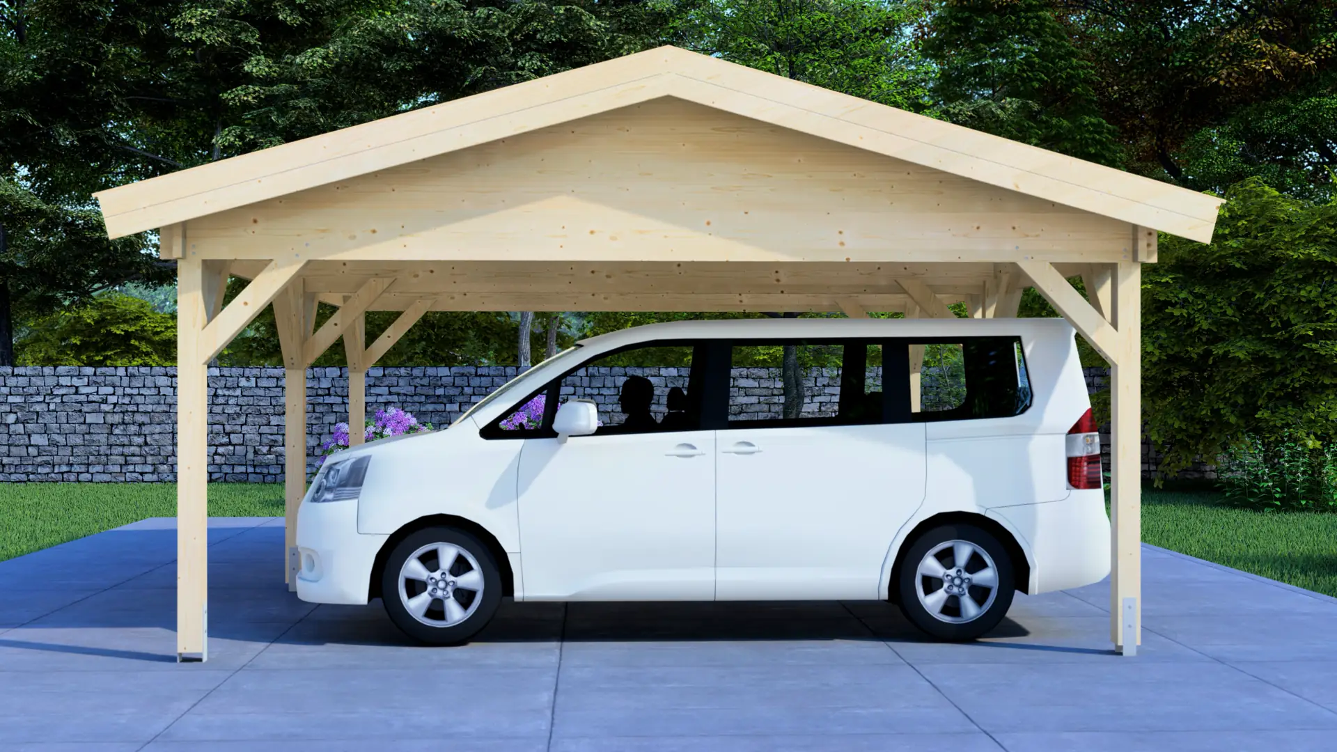 Carport Classic Double 6x5 Apex Prefabricated Wooden Structure Carport Classic Double 6x5 Apex wooden structure with Nordic timber construction, manufactured by SIA Dadsons