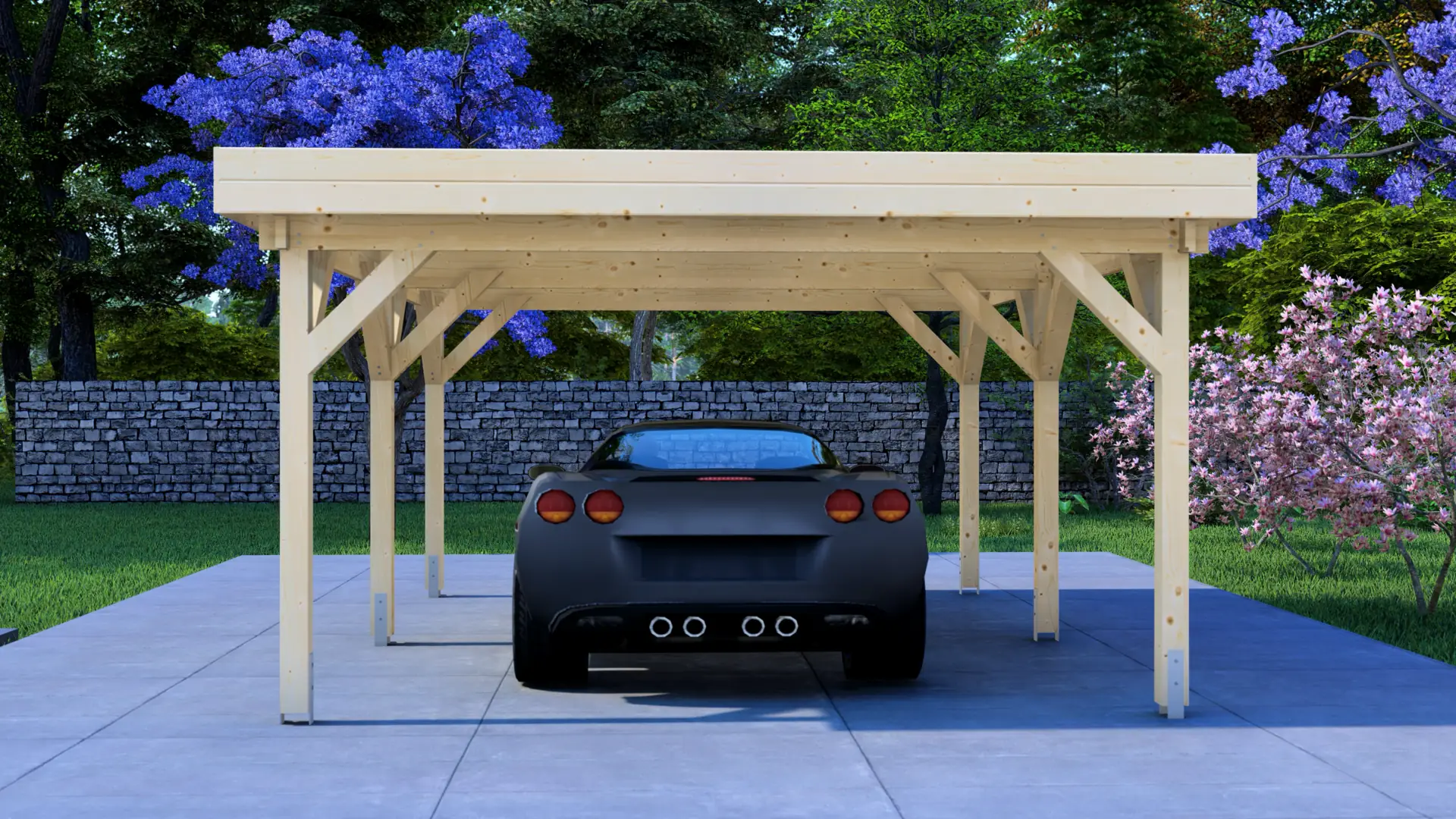 Carport Classic 5x4 Flat Prefabricated Wooden Structure by SIA Dadsons Carport Classic 5x4 Flat wooden structure with Nordic timber construction, ideal for garden or garage use