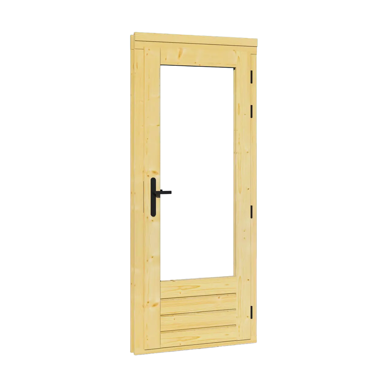 Single Door SD-3 - Single-Glazed Timber Door for Garden Buildings Single Door SD-3 is a single-glazed timber door in 45mm spruce profile with 886 x 2053mm dimensions and adjustable hinges