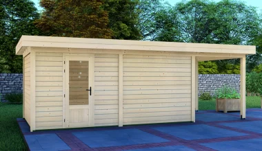 Cabin 5x3m with Canopy 2x3m