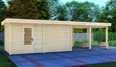 Cabin 5x3m with Canopy 4x3m