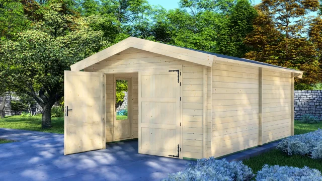 Koka garāža “Stable” 6×4 ar divslīpju jumtu